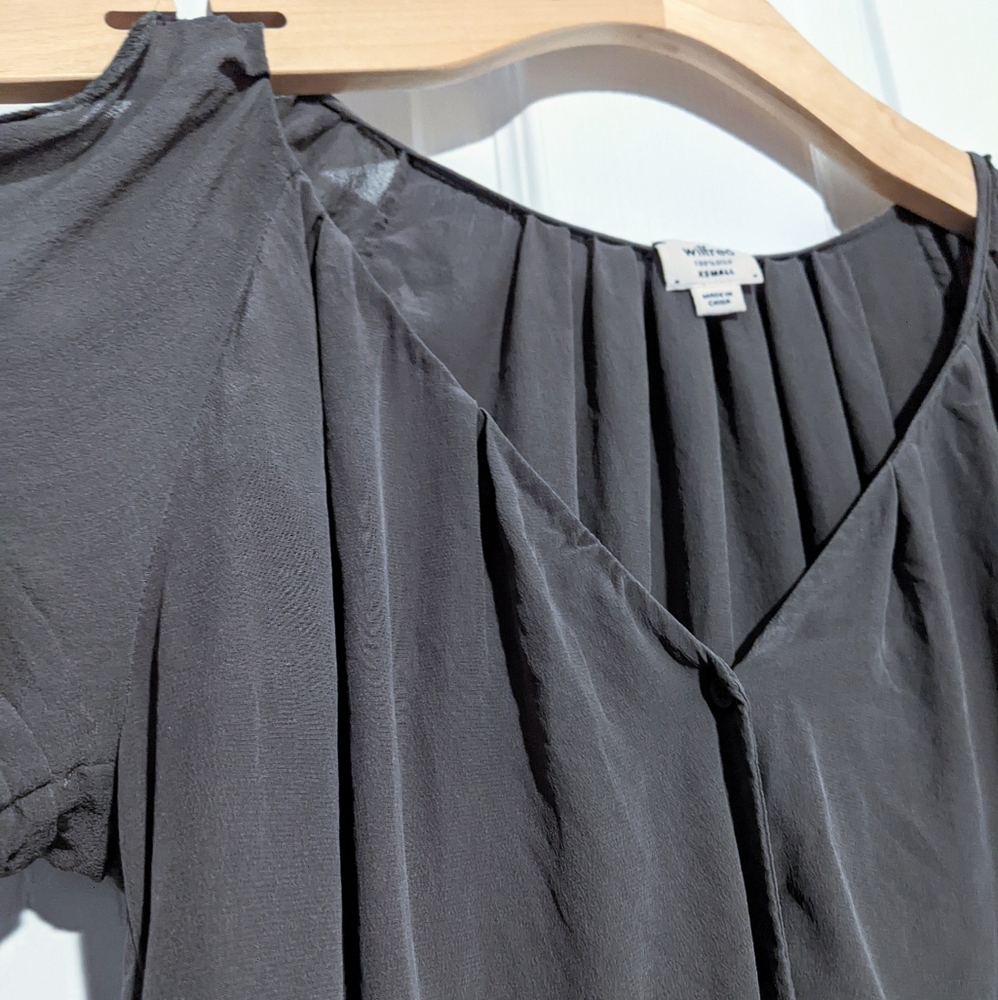 Grey Silk Blouse, Loose fit, XS.